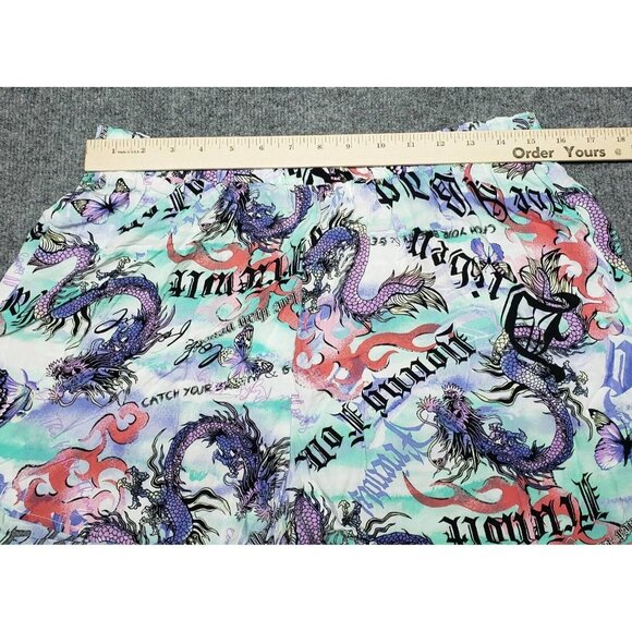 Rue21 Shorts Womens Plus 1X Multicolor Dragon Butterfly High Rise Pull On New - Picture 5 of 11